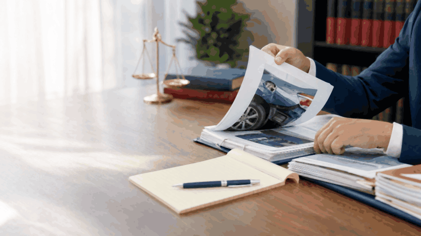 Diminished value lawyer reviewing a car accident claim file